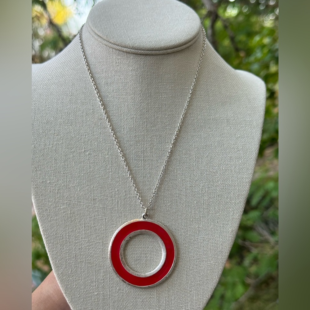 🔴 Bold MOD Red Enamel Circle Necklace by Maria Rivolta
